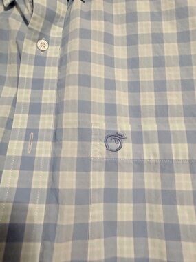 Men's Peach State Pride Blue and White Gingham Button-Down Shirt